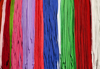 Image showing Many colorful shoestrings