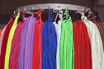 Image showing Many colorful shoestrings