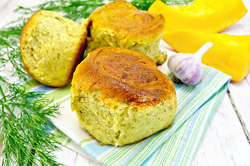 Image showing Scones pumpkin on kitchen towel