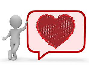Image showing Heart Speech Bubble Means Valentines Day 3d Rendering