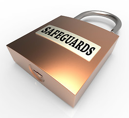 Image showing Safeguards Padlock Shows Security Unsafe And Preventive 3d Rende