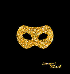 Image showing Golden Glittering Carnival or Theater Mask