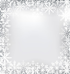 Image showing Frozen Frame Made of Snowflakes for Merry Christmas