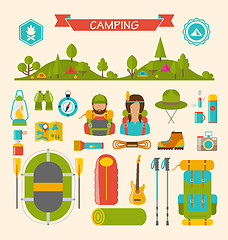 Image showing Set of Camping and Hiking Equipment