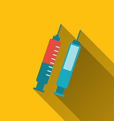 Image showing Modern flat icons of syringes with long shadows