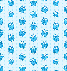 Image showing Seamless Pattern with Hand Drawn Butterflies