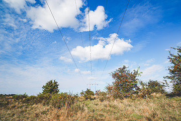 Image showing Electrical wires on a pylon