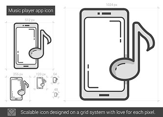 Image showing Music player app line icon.