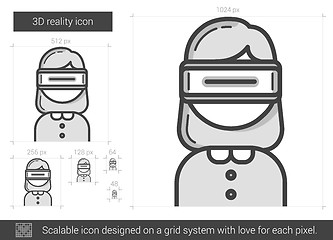 Image showing Three D reality line icon.