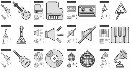 Image showing Music line icon set.