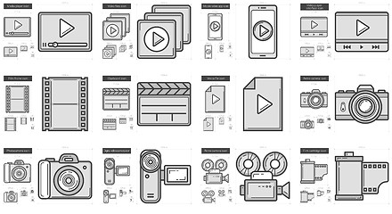 Image showing Media line icon set.