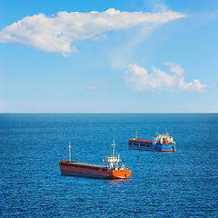 Image showing Cargo Ships in the Sea