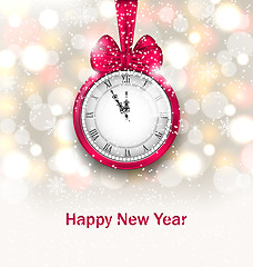 Image showing New Year Midnight Glowing Background with Clock 