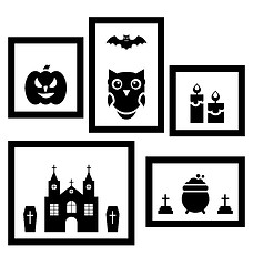 Image showing  Frames with Halloween Traditional Symbols