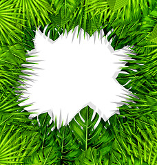 Image showing Summer Fresh Background with Green Tropical Leaves