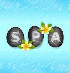 Image showing  Lettering Spa Made ??of Stones and Frangipani Flowers