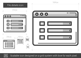 Image showing File details line icon.