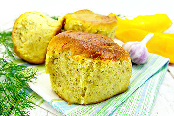 Image showing Scones pumpkin on towel