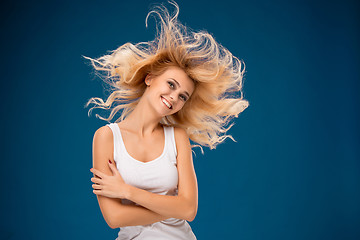 Image showing The young woman\'s portrait with happy emotions