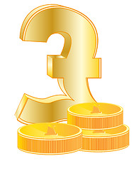 Image showing Sign pound sterling and coins