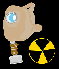 Image showing Gas mask and sign radiation