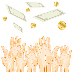 Image showing Hands is pulled to money