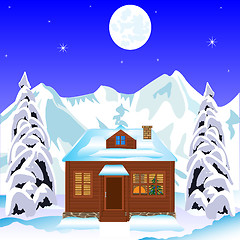 Image showing Lodge in wood in winter