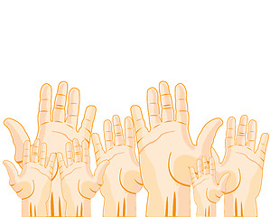 Image showing Much raised hands