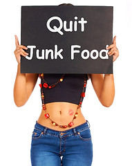 Image showing Quit Junk Food Sign Shows Eating Well For Health