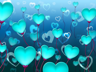 Image showing Blue Hearts Background Means Valentines Day And Backgrounds