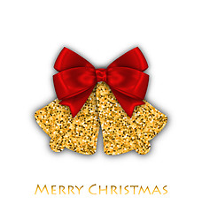 Image showing Jingle bells with red bow on a white background.  illustra