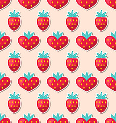 Image showing Simple Seamless Wallpaper with Hearts and Strawberry 