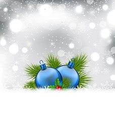Image showing Christmas winter background with glass balls