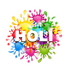 Image showing Colorful Background with Blots for Indian Festival Holi Celebrat