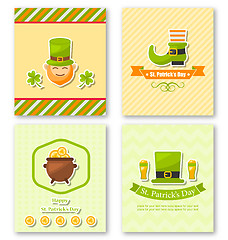 Image showing Set Greeting Posters with Traditional Symbols for St. Patricks D