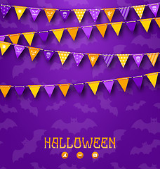 Image showing Halloween Party Background with Colored Bunting Pennants