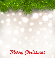 Image showing Christmas Illuminated Background with Realistic Fir Twig
