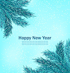 Image showing Happy New Year Background with Fir Branches