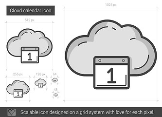 Image showing Cloud calendar line icon.