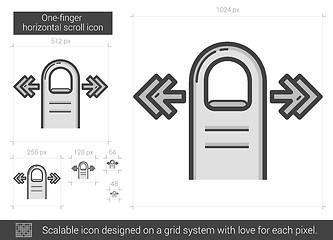 Image showing One-finger horizontal scroll line icon.