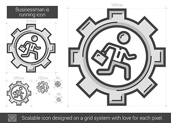 Image showing Businessman is running line icon.