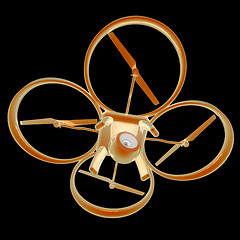 Image showing Drone, quadrocopter, with photo camera flying. 3d render