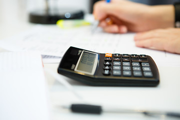 Image showing Calculator close up on table