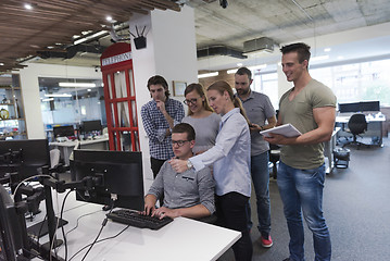 Image showing startup business people group working as team to find solution