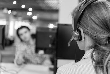 Image showing female support phone operator