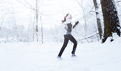 Image showing Active girl in winter park