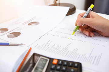 Image showing Table of accountant with papers