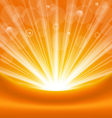 Image showing Abstract orange background with sun light rays