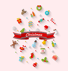 Image showing Set xmas icon flat style