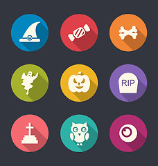Image showing Flat Icons of Halloween Symbols